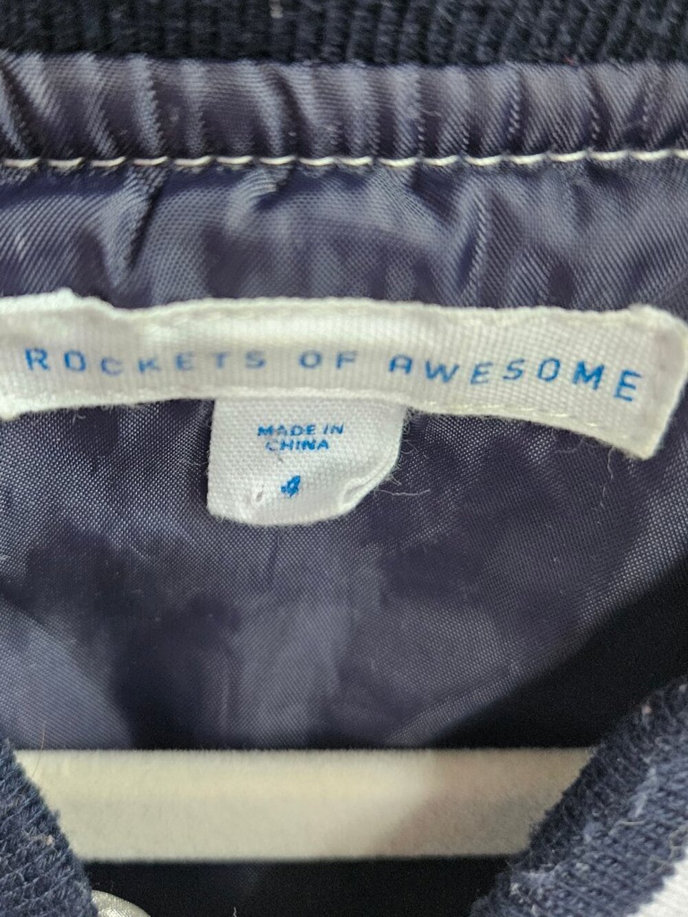 Rockets of Awesome Silver Metallic Bomber Jacket with Patches - Size 4 - Picture 4 of 15